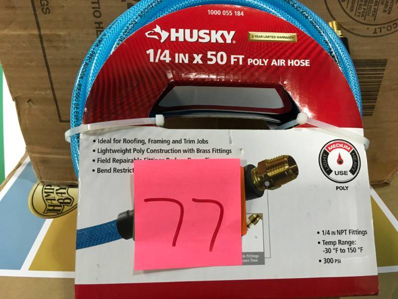 lot 77 image: Husky 14 in. x 50 ft. Polyurethane Air Hose not used