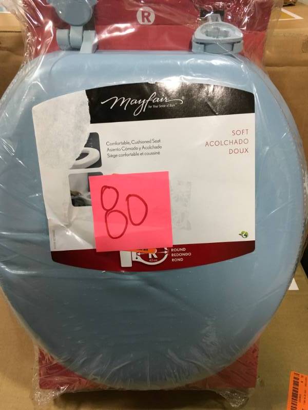 lot 80 image: Mayfair Lift-Off Soft Round Closed Front Toilet Seat in Sky Blue
