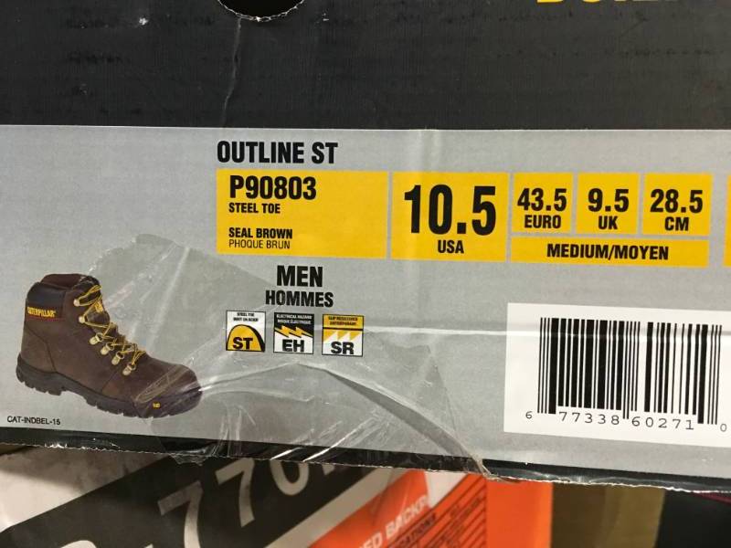 lot 83 image: CAT FOOTWEAR OUTLINE STEEL TOE - SEAL BROWN 10.5(M) WORK BOOT not used