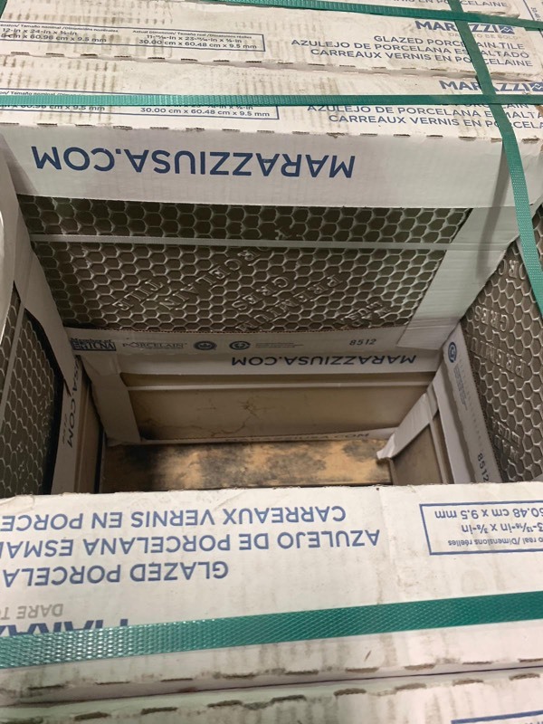 lot 102 image: MARAZZI  VitaElegante Crema 12 in. x 24 in. Porcelain Floor and Wall Tile (15.6 sq. ft.  case) 24 cases no used
