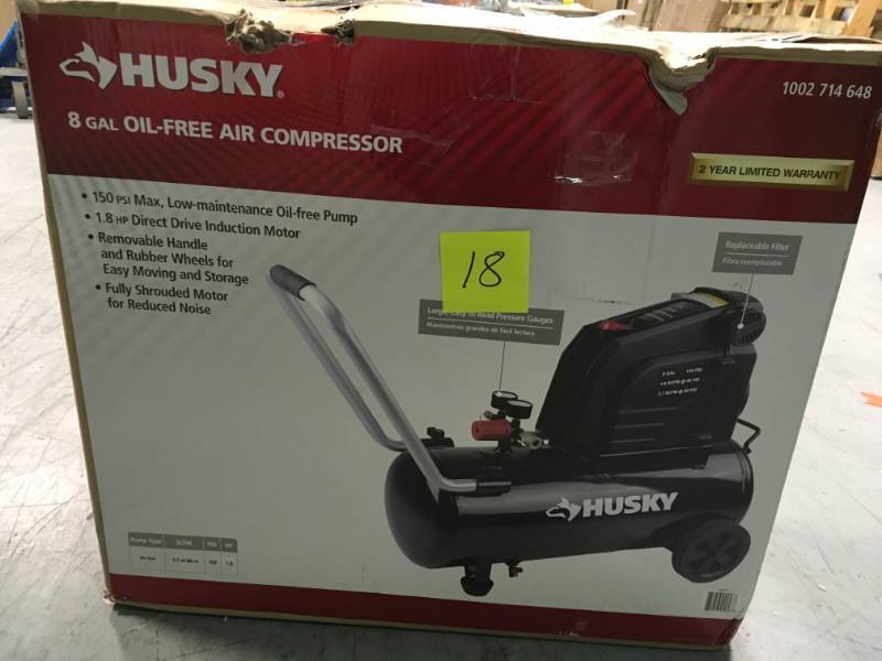 Husky 8G 150 PSI Hotdog Air Compressor open box in like new condition