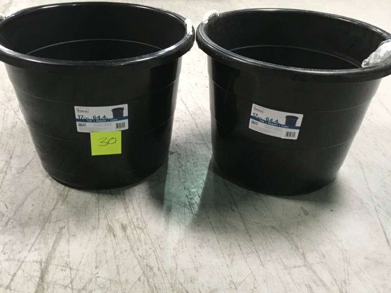 HOMZ 17 Gal. Rope Handle Tub in Black (2-Pack) not used