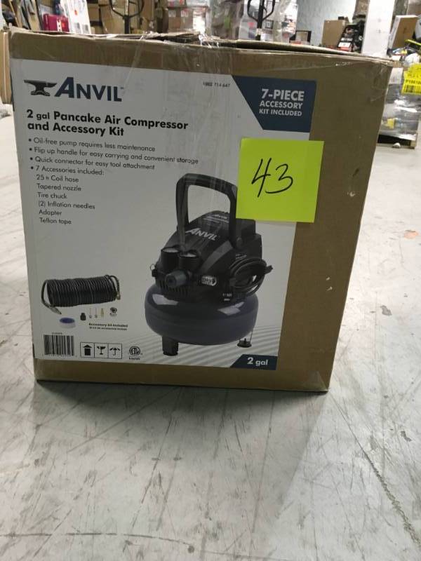 ANVIL 2G Pancake Air Compressor with 7-Piece Accessories Kit MISSING SMALL ACC not used
