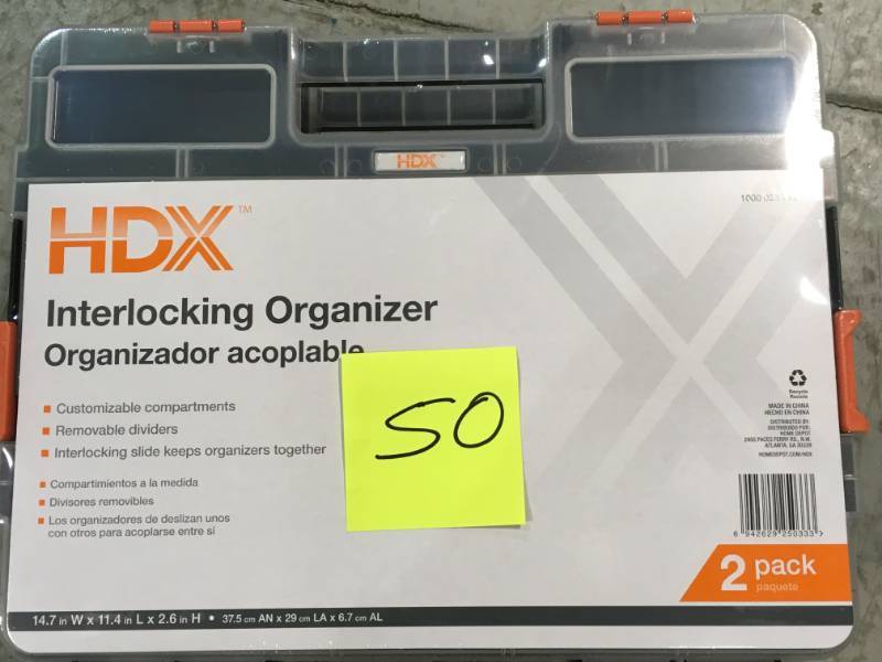 HDX 15-Compartment Interlocking Small Parts Organizer in Black (2-Pack) not used