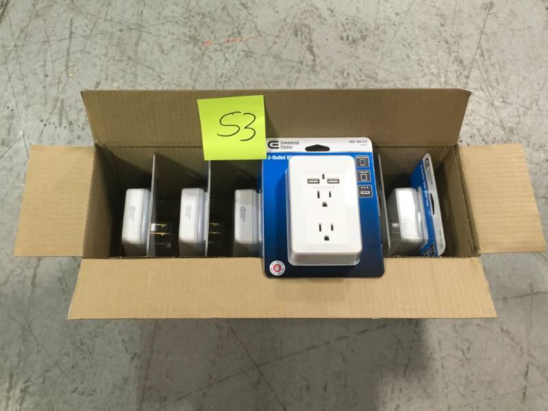 Commercial Electric 4.2 Amp 2-Outlet 2-USB Wall Tap Power Station, White PACK 6 not used