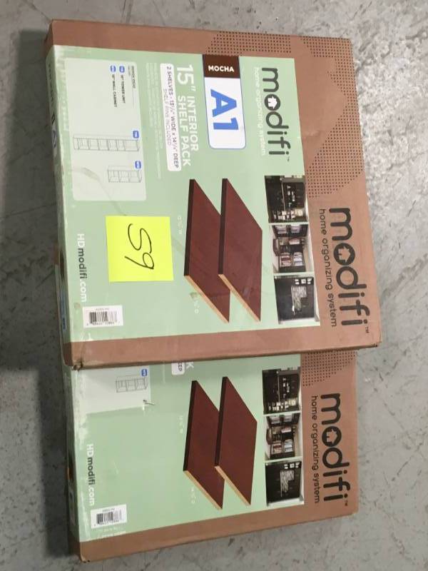 Modifi 13-58 in. W x 0.75 in. H x 14-38 in. D Melamine Adjustable Shelf in Mocha (2-Pack) LOT OF 2 not used