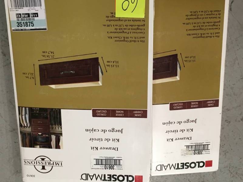 ClosetMaid Impressions 21.54 in. x 8.7 in. Dark Cherry Standard Wood Drawer Kit LOT OF 2 not used