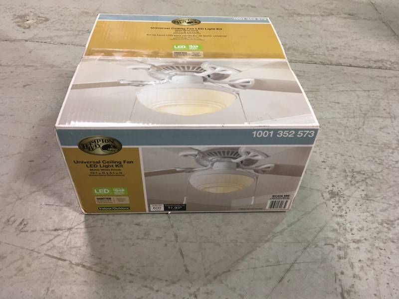Hampton Bay Universal Ceiling Fan LED Light Kit Matte White with Shatter Resistant Bowl not used