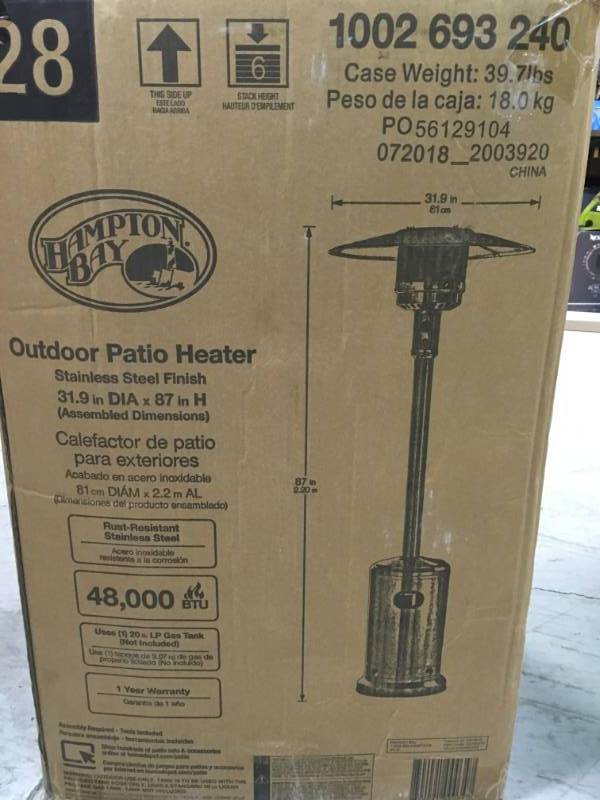 Hampton Bay 48000 BTU Stainless Steel Patio Heater not used