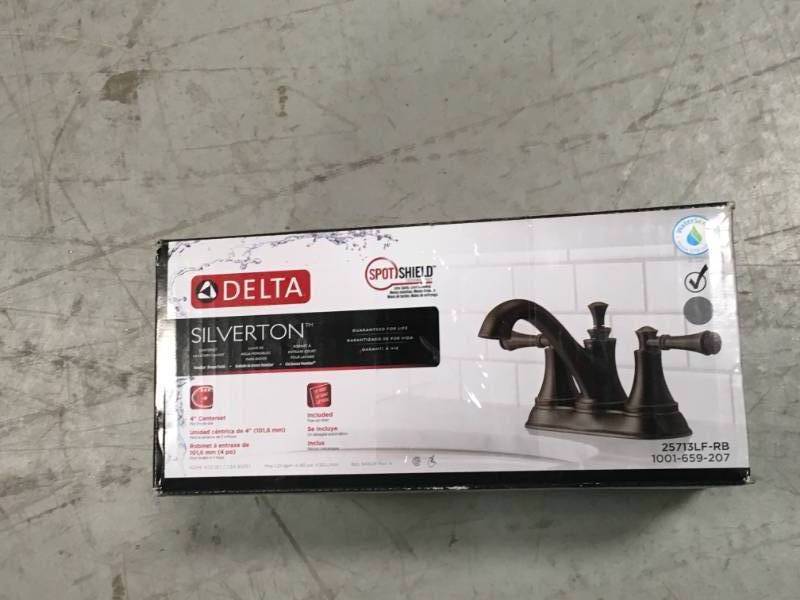Delta Silverton 4 in. Centerset 2-Handle Bathroom Faucet in SpotShield Venetian Bronze not used