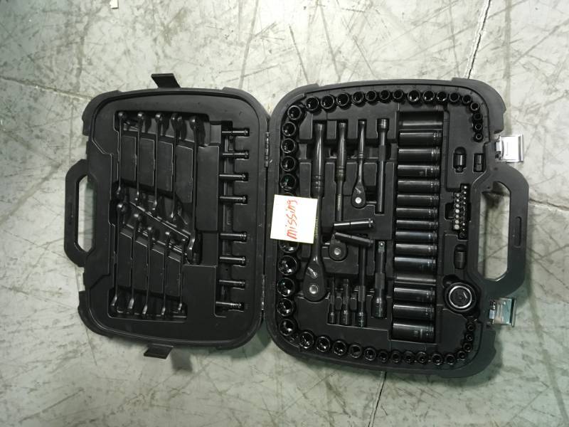 lot 2 image: Husky 14 in., 38 in. and 12 in. Drive 100-Position Universal SAE and Metric Mechanics Tool Set (105-Piece) MISSING 1 PC