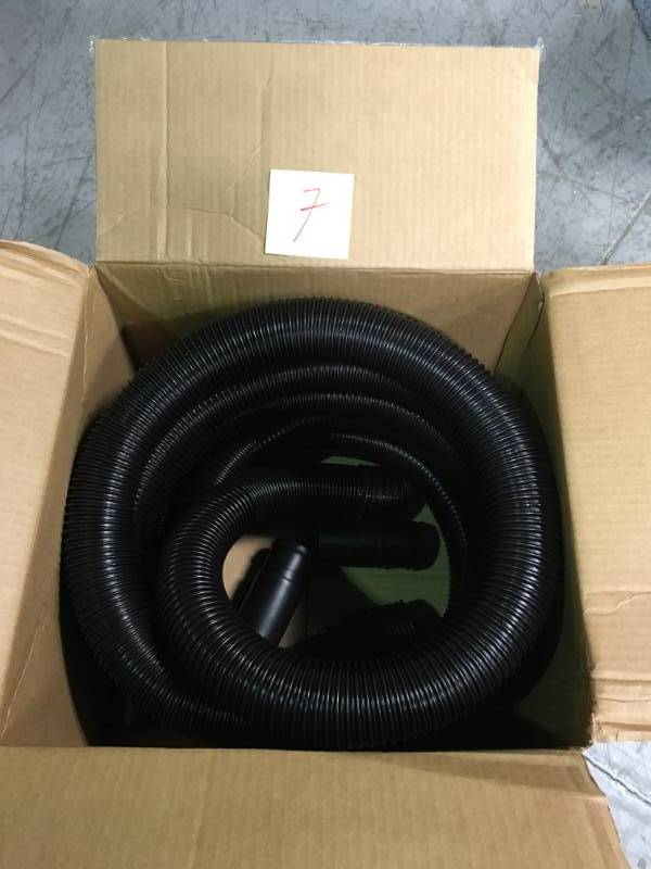 lot 7 image: RIDGID 2-12 in. x 20 ft. Tug-A-Long Vacuum Hose for RIDGID Wet Dry Vacs open box in like new condition