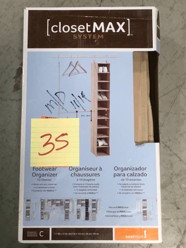 lot 35 image: neatfreak 10-Shelf Shoe Organizer open box in like new condition