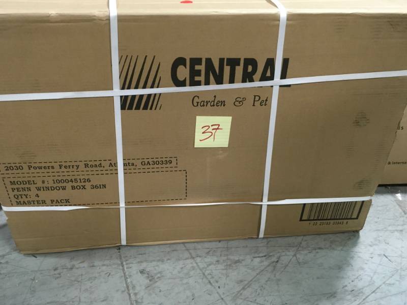 lot 37 image: Pennington 36 in. x 7 in. Wood Window Box MASTER PACK QTY 4 open box in like new condition