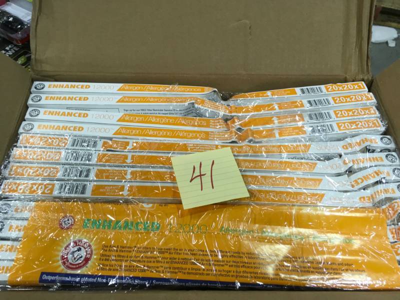 lot 41 image: 20 in. x 20 in. x 1 in. Enhanced Odor, Allergen and Pet Dander Control Air Filter CASE 12 open box in like new condition