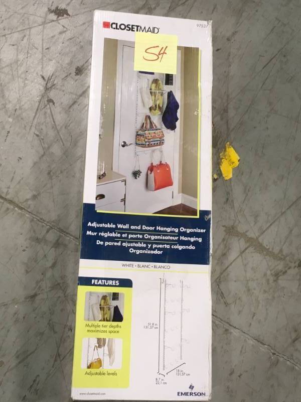 lot 54 image: ClosetMaid Over-the-Door Adjustable Hanging 21-Hook Rack Organizer in White not used