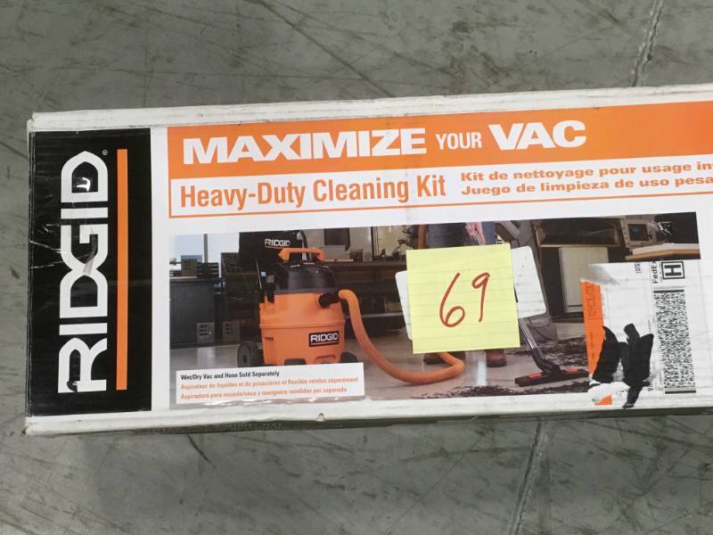 lot 69 image: RIDGID 1-78 in. and 2-12 in. 12-Piece Heavy-Duty Cleaning Accessory Kit for Ridgid Wet Dry Vacs open box in like new condition