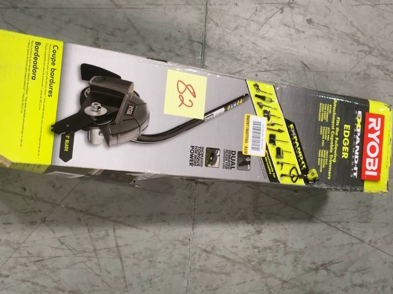 lot 82 image: Ryobi Expand-It 8 in. Universal Straight Shaft Edger Attachment open box in like new condition