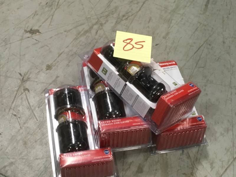 lot 85 image: Honeywell Classic Oil Rubbed Bronze Entry Door Knob LOT OF 4 open box in like new condition