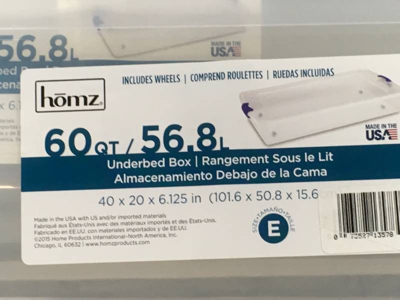 lot 88 image: HOMZ 60 Qt. TwinKing Under Bed Latching Clear Storage Box (2-Pack)