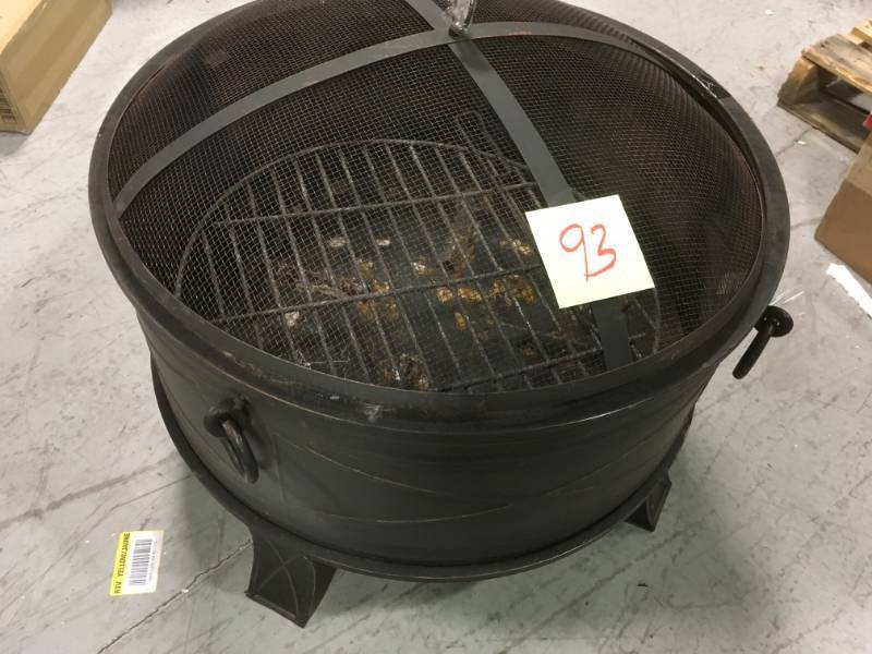 lot 93 image: Hampton Bay Quadripod 26 in. Round Fire Pit USED in working condition