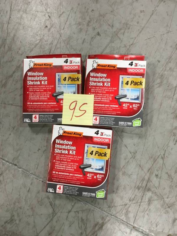 lot 95 image: Frost King EO Indoor Window Insulation Kit (4 per Pack) LOT OF 3 new