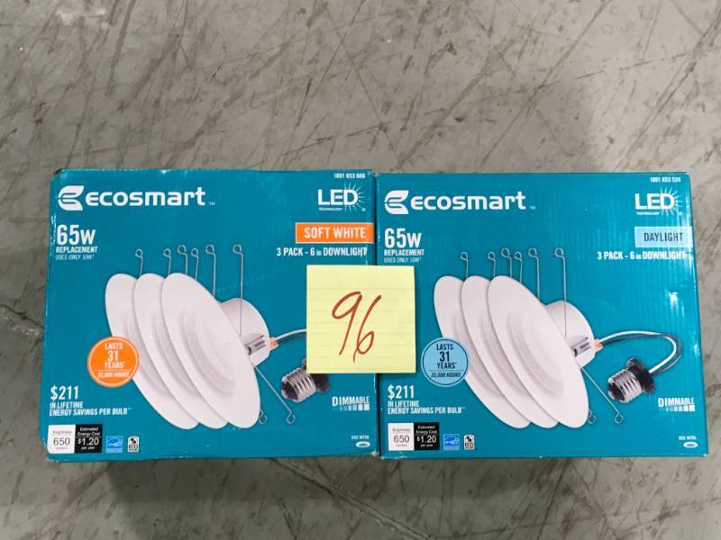 lot 96 image: EcoSmart 5 in. and 6 in White Integrated LED Recessed Trim (3-Pack) LOT OF 2 new