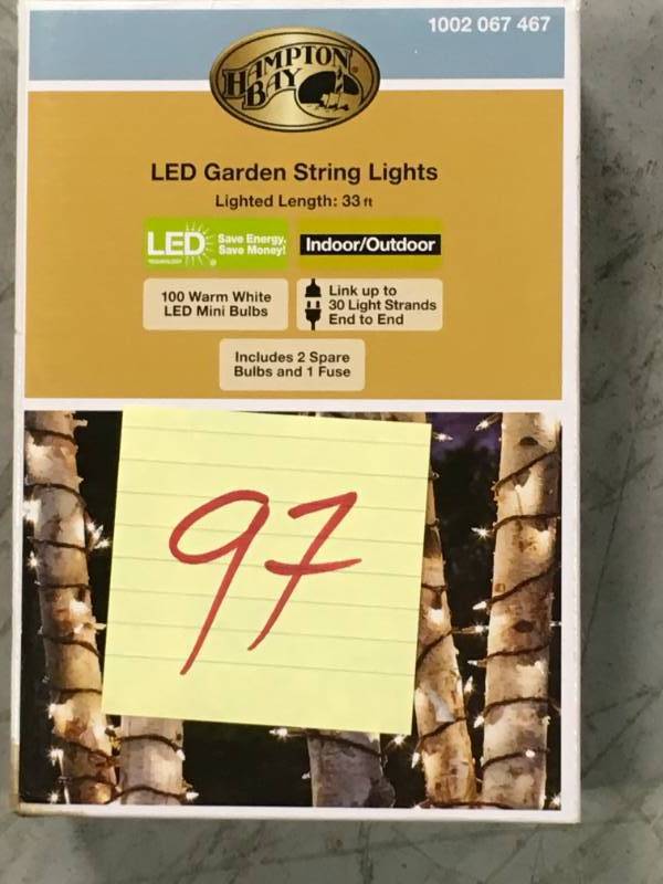 lot 97 image: Hampton Bay 100 Light LED Smooth Mini Warm White Garden String Lights new