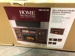 lot 106 image: Home Decorators Collection Edenfield 59 in. Freestanding Infrared Electric Fireplace TV Stand in Burnished Walnut not used