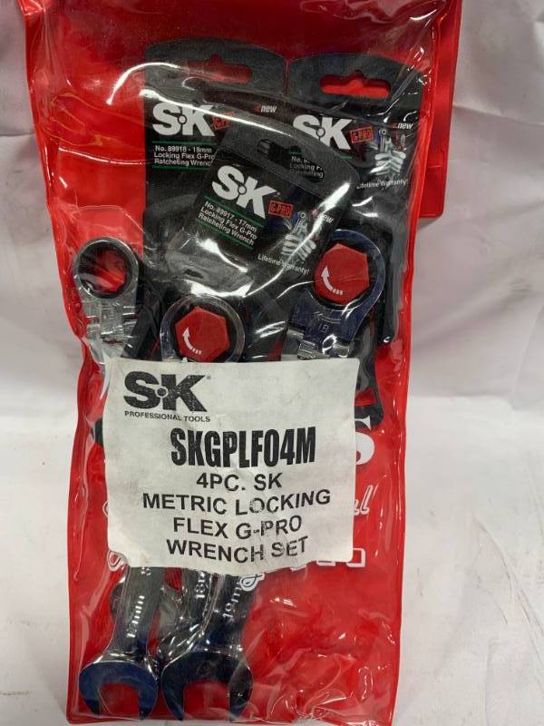 lot 43 image: SK Tools 4pc Metric Locking Flex G-Pro Wrench Set