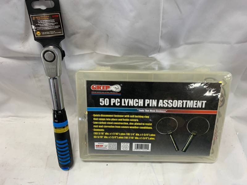 lot 70 image: Astro Pneumatic Ratchet Wrench & 50pc Clevis Pin Asst.