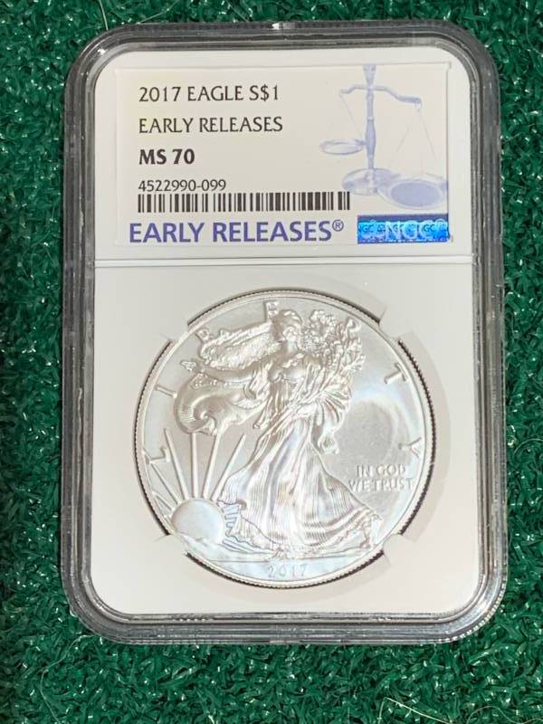 lot 88 image: 2017 .999 American Silver Eagle MS70 (early release)
