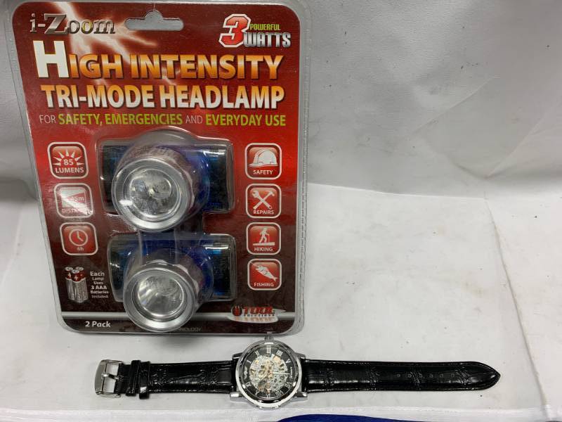 lot 103 image: High Intensity Headlamp & Cool Looking Watch