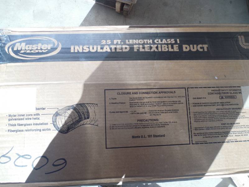 Master Flow 5 in. x 25 ft. Insulated Flexible Duct R8 Silver Jacket