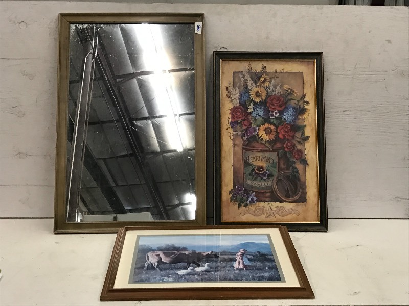 (2) Framed Prints & (1) Framed Mirror