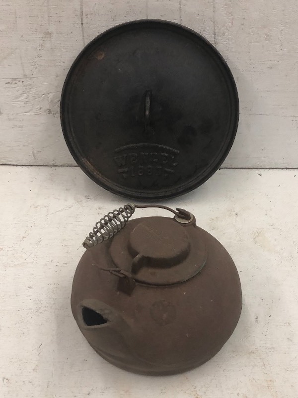 Cast Iron Tea-Kettle & Cast Iron Pot Lid
