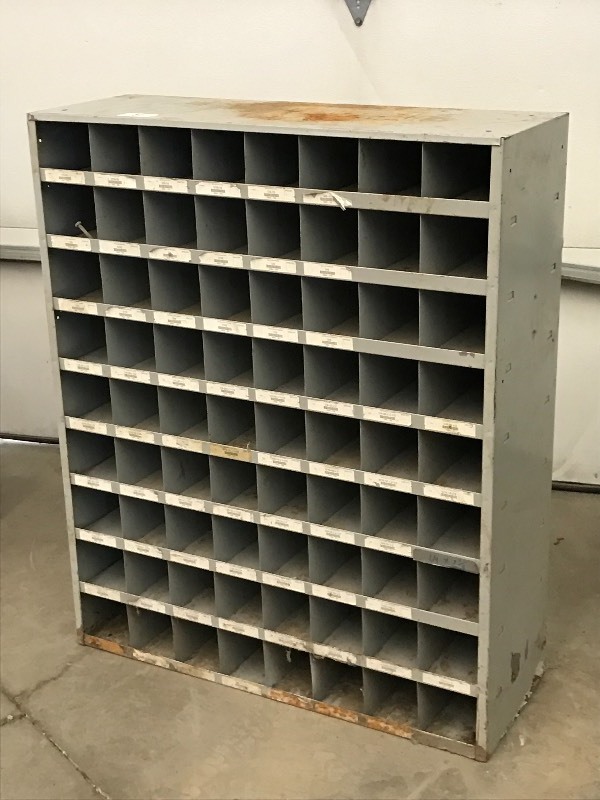 lot 12 image: Steel Hardware Sorting Shelf
