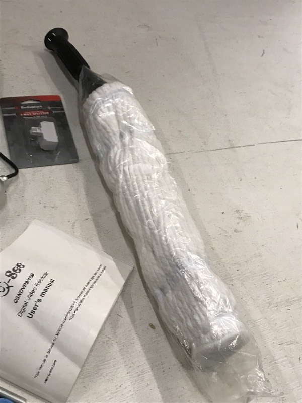 lot 25 image: Twist Mop, Dust Pan, Electronics Cords, Etc