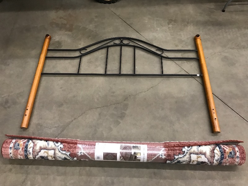 lot 38 image: 7x10 Area Rug & Bed Headboard