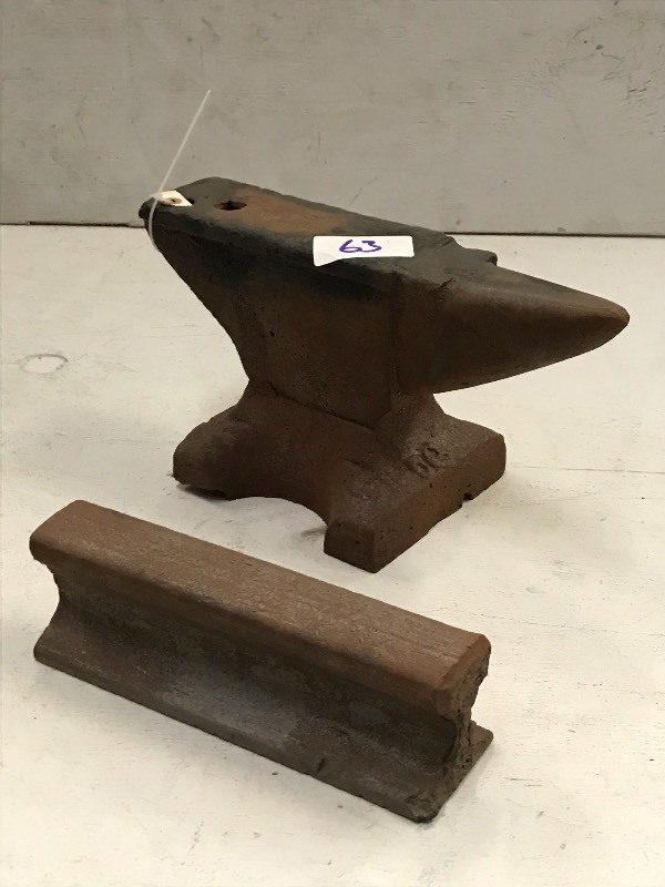 lot 63 image: (1) Anvil & (1) Chunk Of Railroad Track