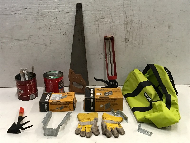 lot 68 image: Tool Bag With Assorted Hardware & Etc Contents
