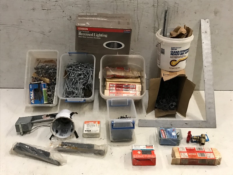 lot 85 image: Tote Of Assorted Hardware & Etc