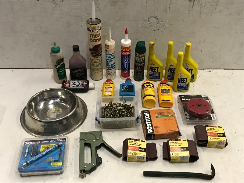 lot 86 image: Tote Of Assorted Hardware  Shop Supplies  Etc