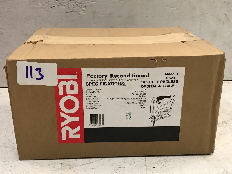 lot 113 image: Ryobi Cordless Jig-Saw