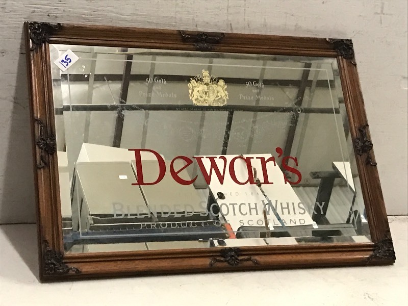 lot 135 image: Dewars Whiskey Framed Mirror
