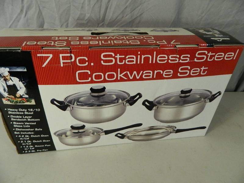 lot 15 image: New 7 Pc Stainless Steel Cookware Set