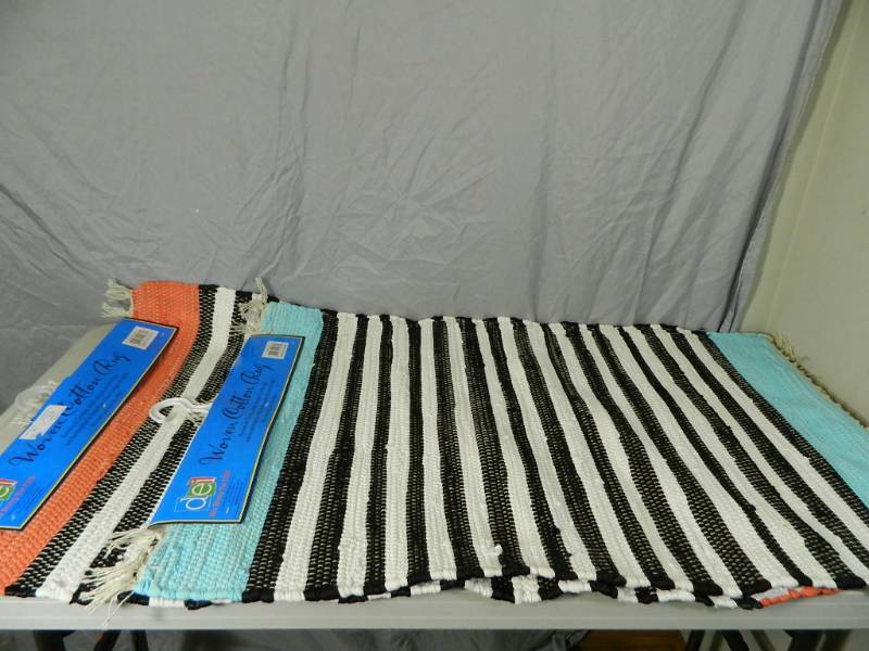 lot 36 image: 2 New Woven Cotton Rugs