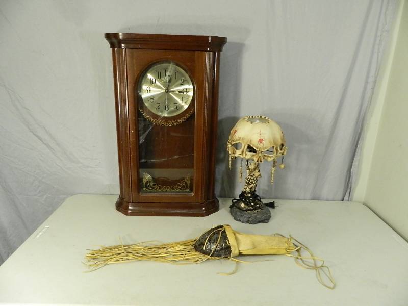 lot 84 image: Clock, Turtle Shell Purse, More