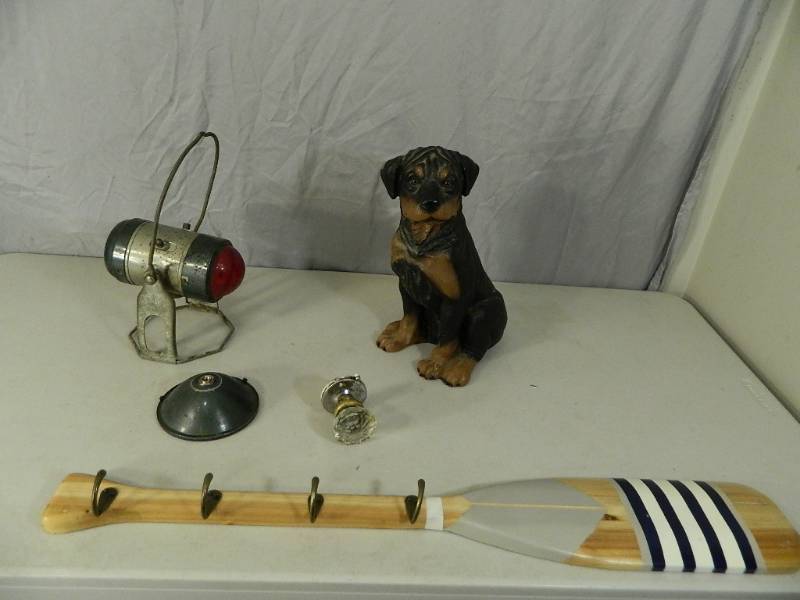lot 90 image: Paddle, Vintage Lantern, Glass Door Knob, More