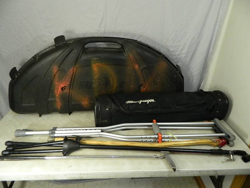 lot 95 image: Hunting Bow Case, Golf Bag, Crutches, Etc